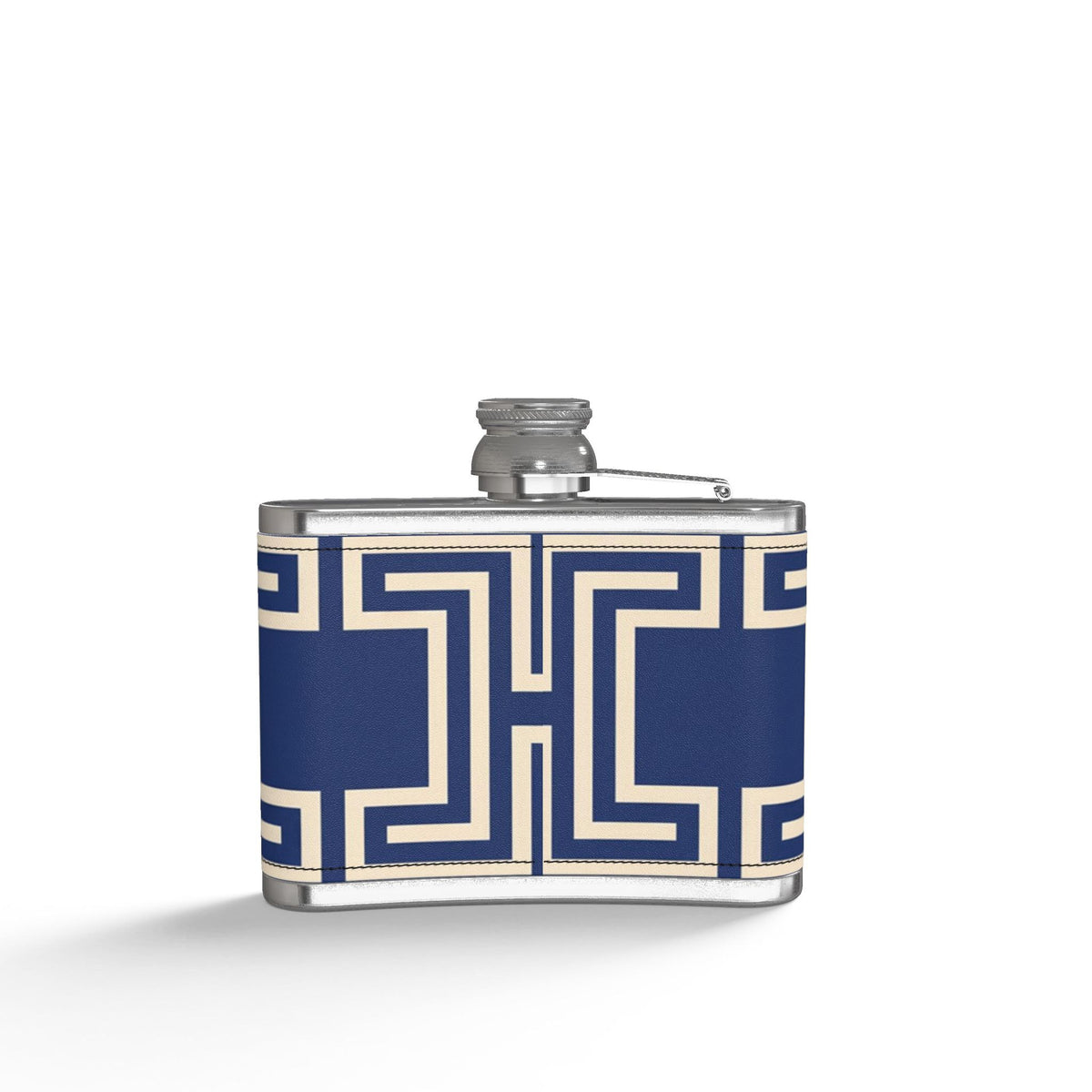 Royal Blue Leather Wrapped Hip Flask