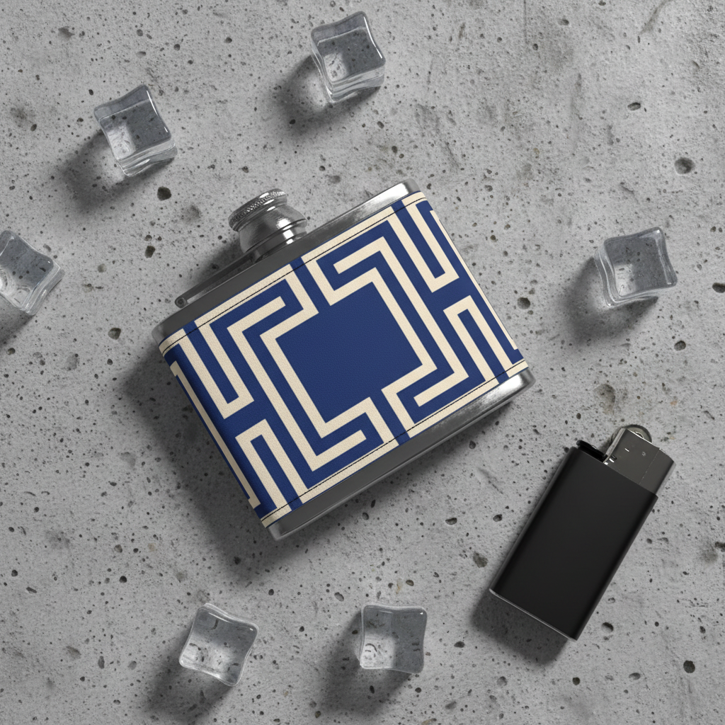 Royal Blue Flask – Concrete Flat Lay